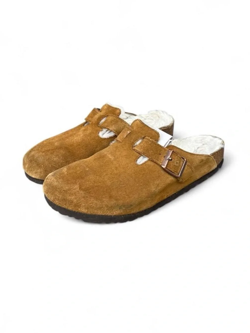 Birkenstock Boston Shearling Mink Brown Suede Clogs EU 42 US Mens 9 Womens 11 R